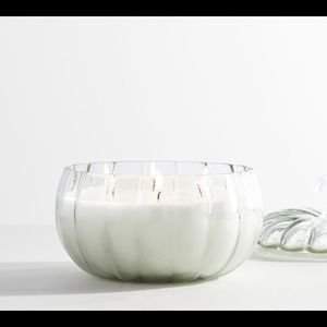 Pottery Barn Recycled Glass Harvest Pumpkin Scented Candle-Large